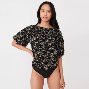 Free People - Dessa Floral Bodysuit - Black
